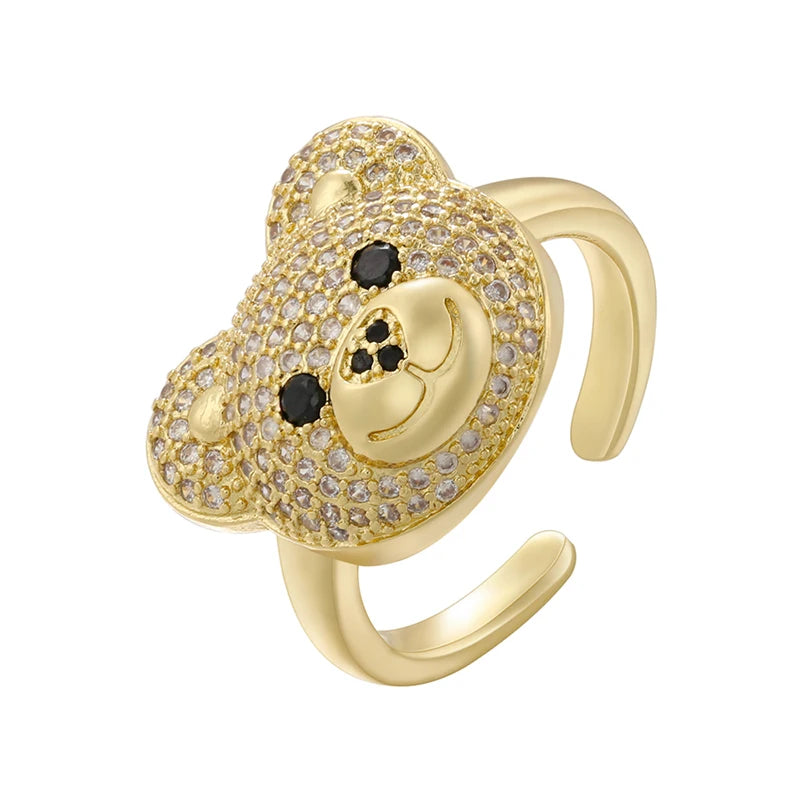 Bärenring mit Stein in Gold und Weiß