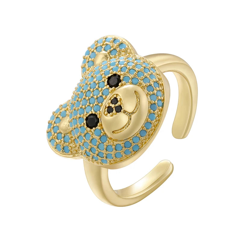 Bärenring mit Stein in Gold und Blau