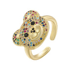 Bärenring mit Stein in Gold und Mehrfarbig