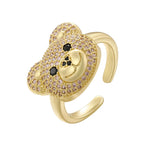 Bärenring mit Stein in Gold und Rosa