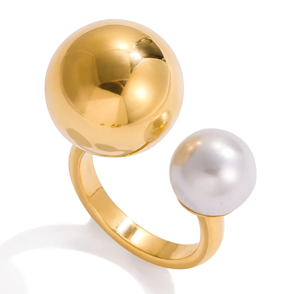 Offener Ring mit doppelter Perle