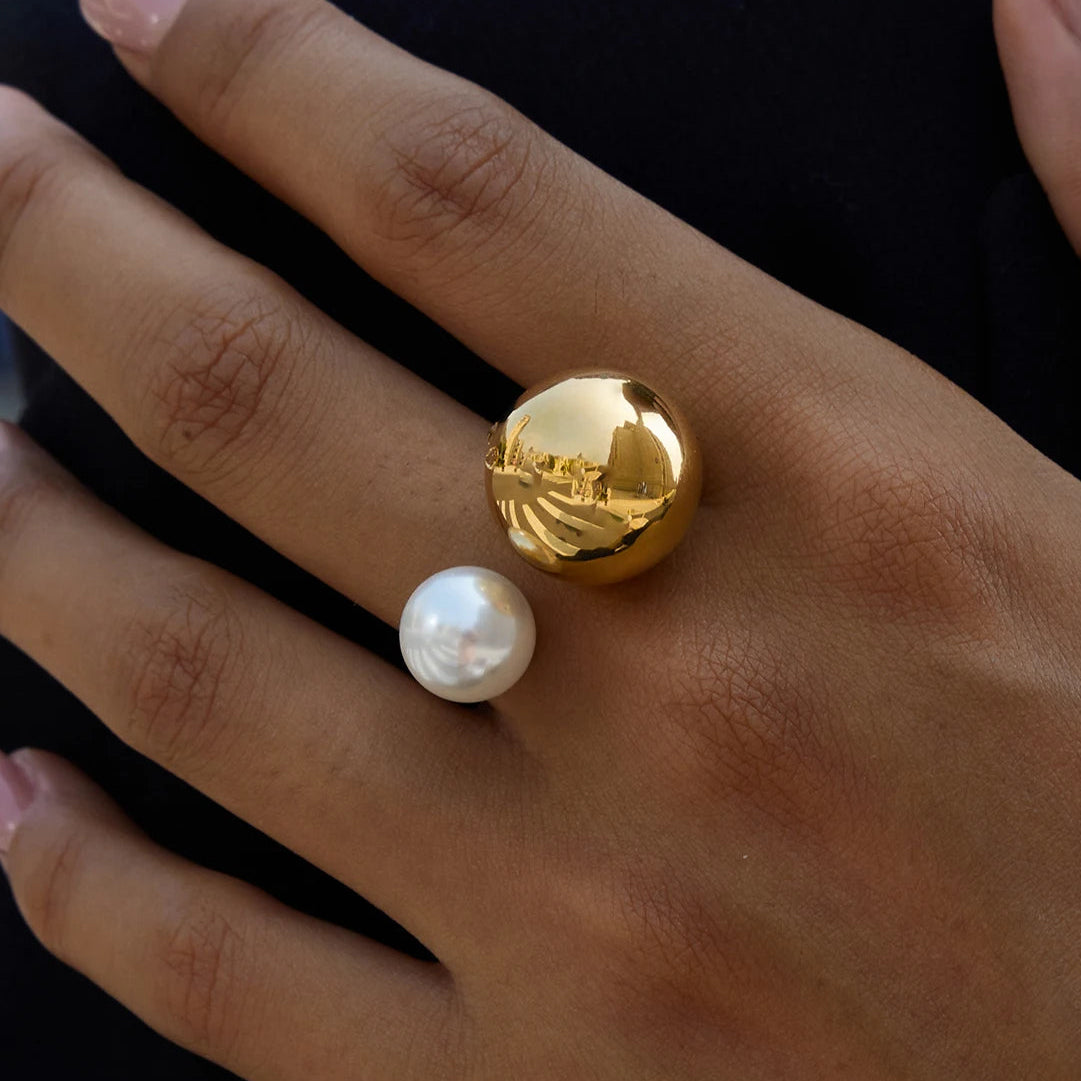 Offener Ring mit doppelter Perle