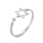 Offener Ring mit dem symbolischen jüdischen Davidstern aus Silber