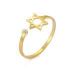Offener Ring mit dem symbolischen jüdischen Davidstern aus Gold