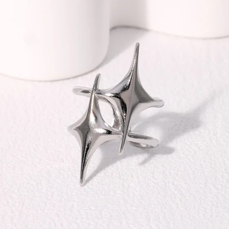 Offener Ring mit doppelten Sternen aus Silber