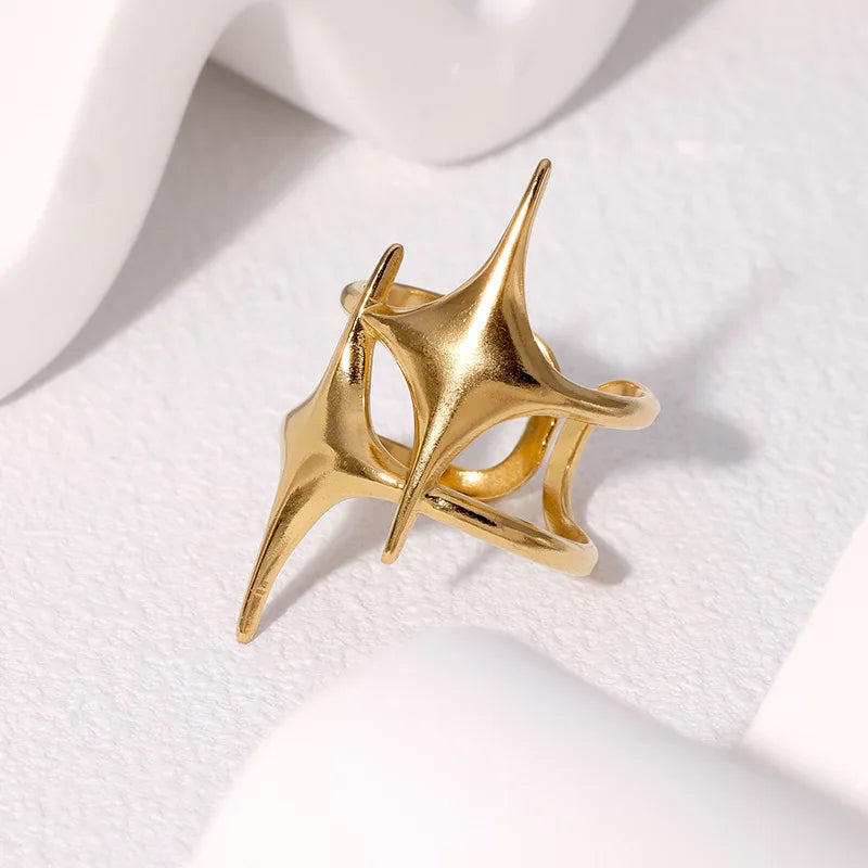 Offener Ring mit doppelten Sternen aus Gold