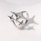 Offener Ring mit doppelten Sternen aus Silber