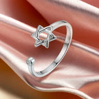 Offener Damenring mit dem Davidstern, jüdisches Symbol, Silber