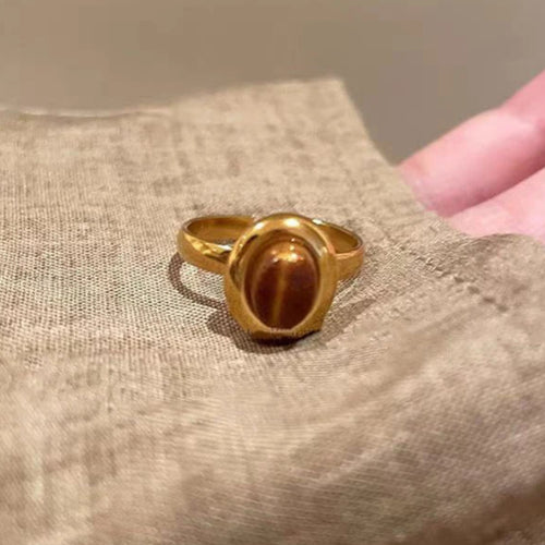 Ovaler Tigerauge-Ring