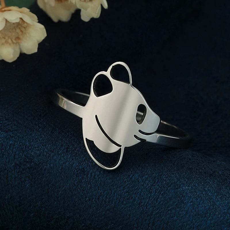 Feiner Panda-Ring aus Silber