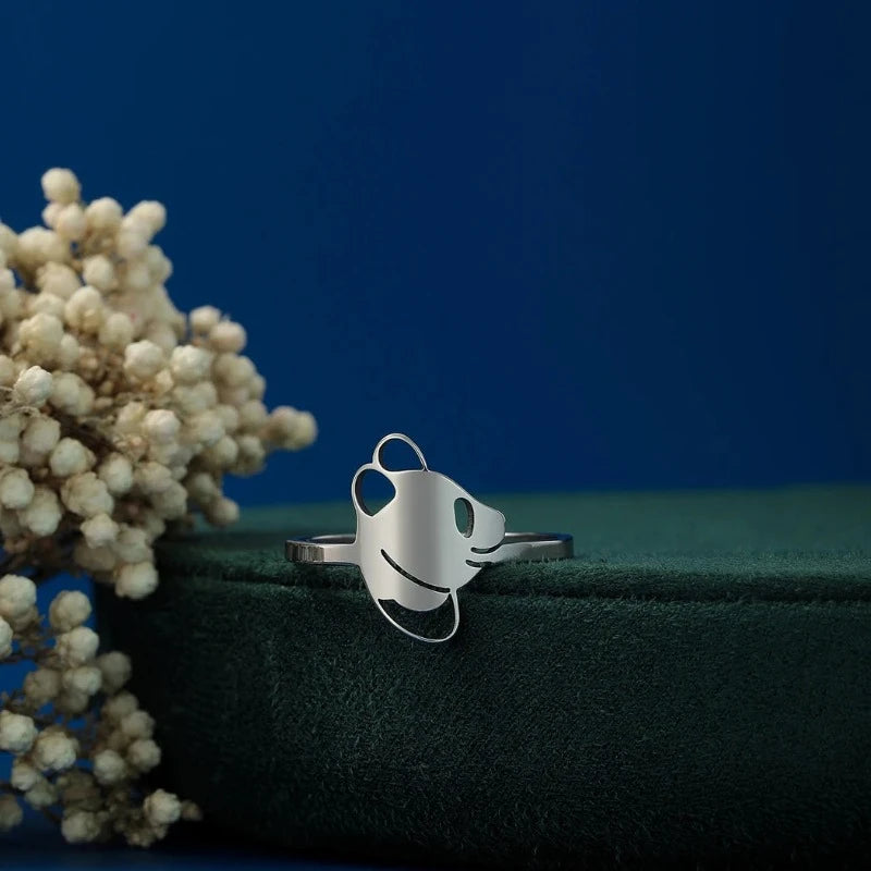 Feiner Panda-Ring aus Silber