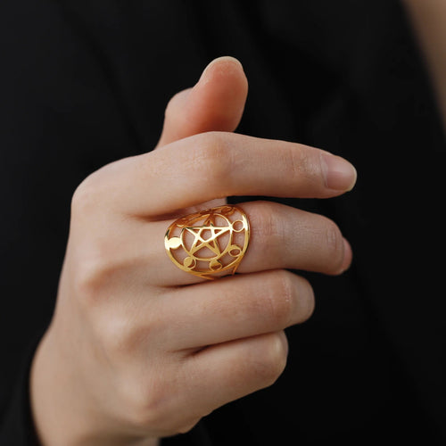 Pentakel Ring Hexerei Wicca Ring Gold