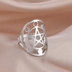 Pentakel Ring Hexerei Wicca Ring Silber