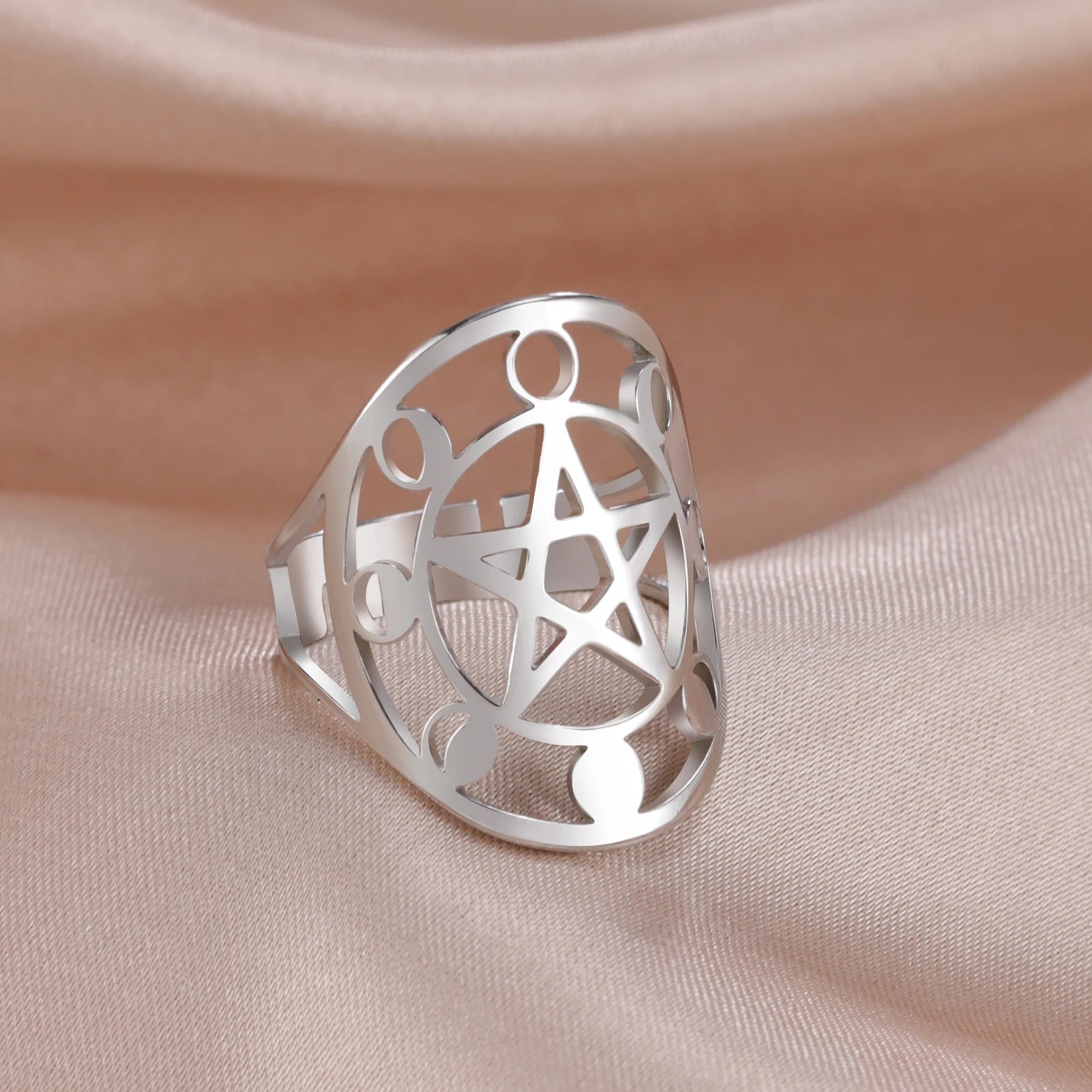 Pentakel Ring Hexerei Wicca Ring Silber