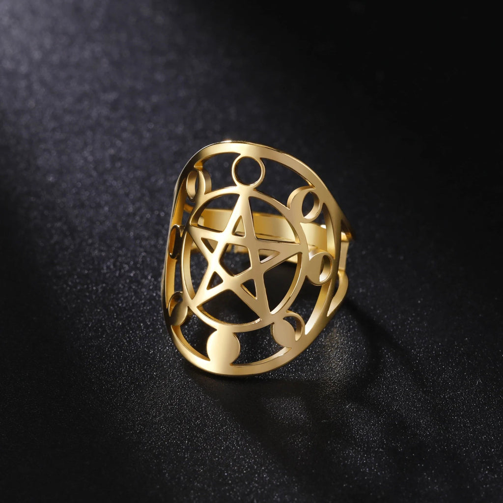 Pentakel Ring Hexerei Wicca Ring Gold