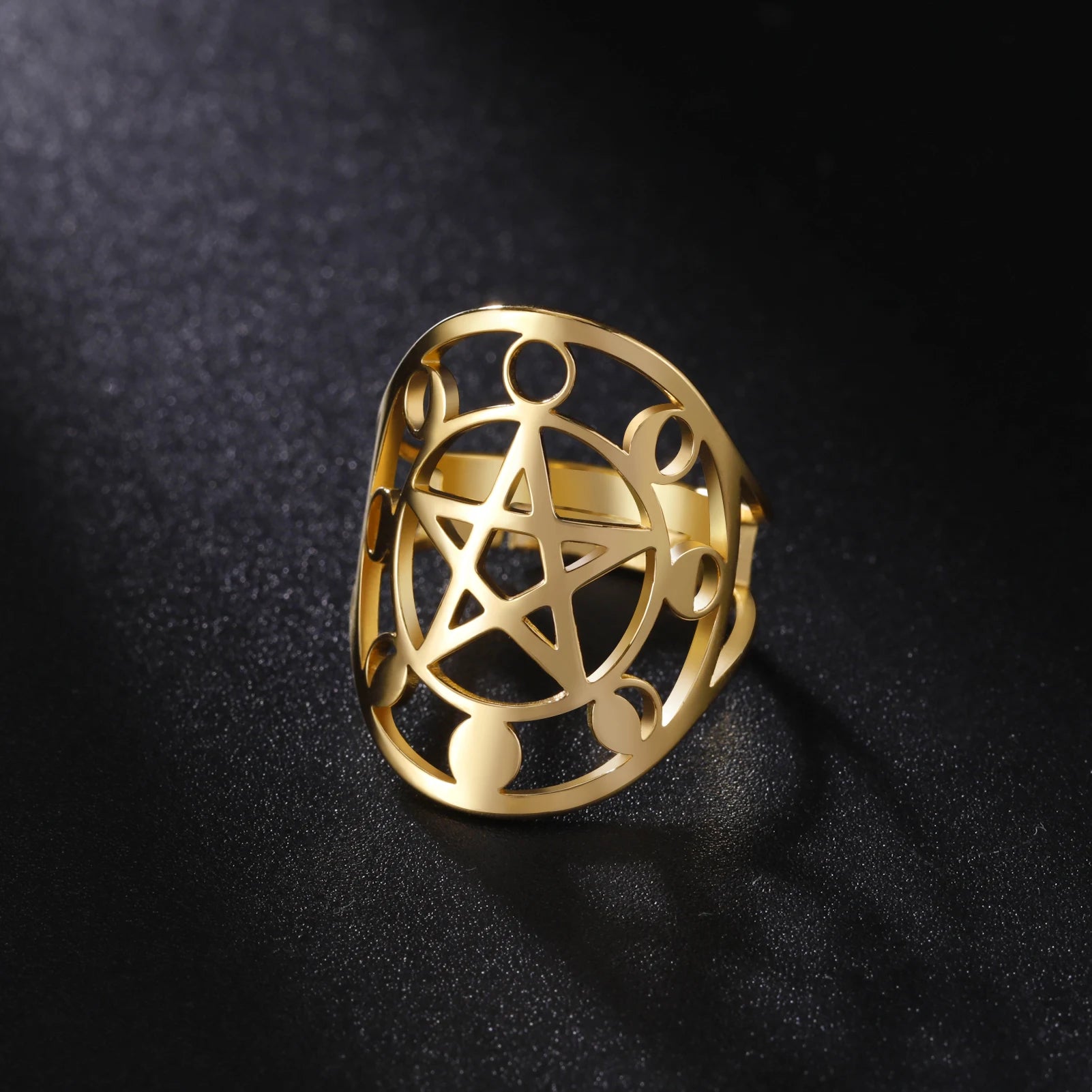 Pentakel Ring Hexerei Wicca Ring Gold