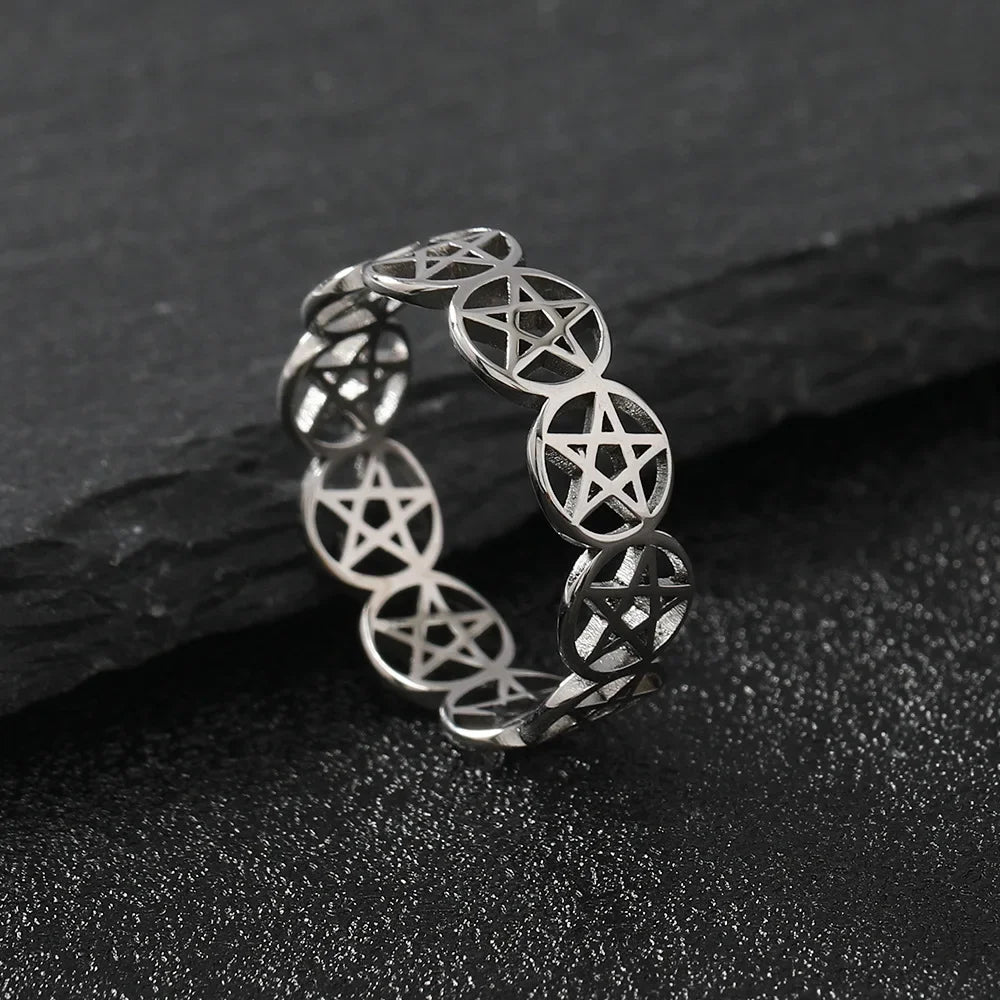 Pentakel-Ring Hexerei Frau Wiccan Ring Silber