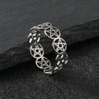 Pentakel-Ring Hexerei Frau Wiccan Ring Silber