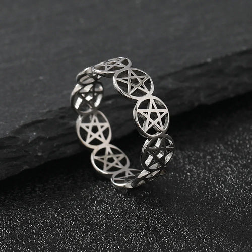 Pentakel-Ring Hexerei Frau Wiccan Ring Silber