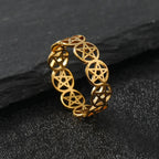 Pentakel-Ring Hexerei Frau Wiccan Ring Gold