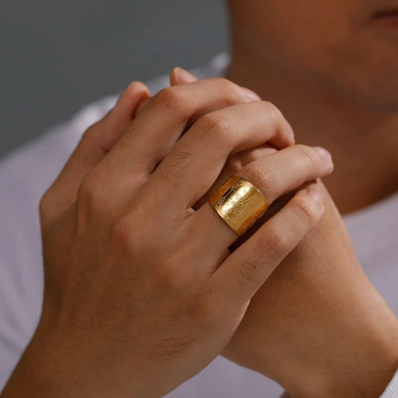 Ring Pentagramm Tetragramm Hexerei Zauberei Gold