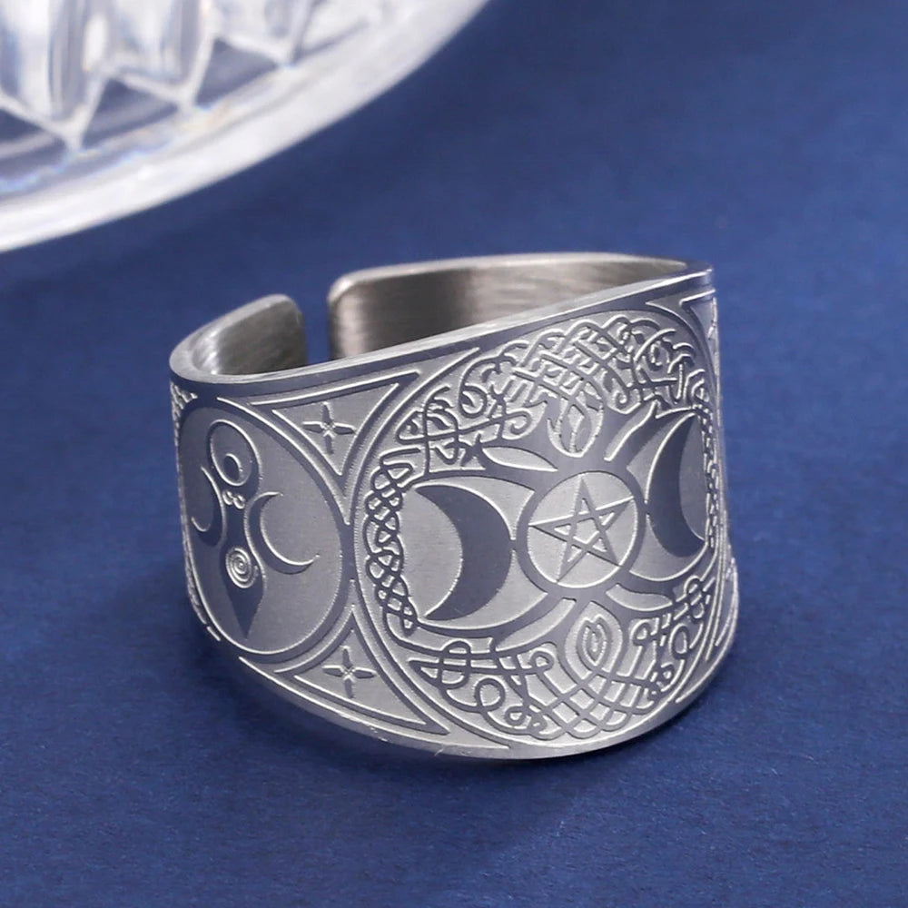 Ring Pentagramm Tetragramm Hexerei Zauberei Silber