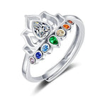 Ring mit 7 Chakra-Stein Lotusblume 