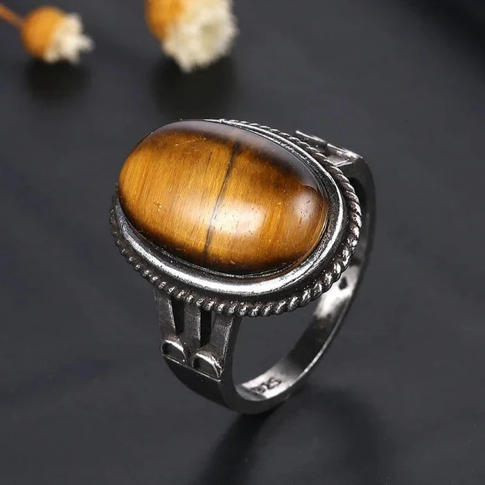 Damenring mit Tigerauge-Stein