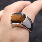 Ring mit Tigerauge-Stein für Herren und Damen Silber