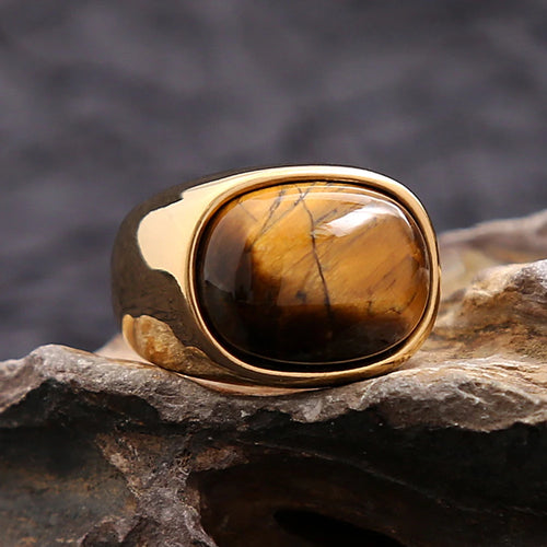 Ring mit Tigerauge-Stein für Herren und Damen Gold