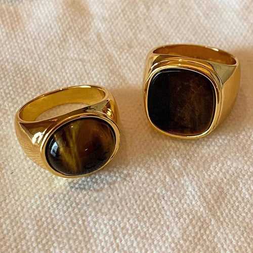Ring mit Tigerauge-Stein Gold