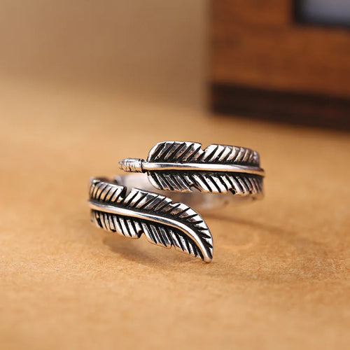 Silberfarbener Feder-Ring für Damen