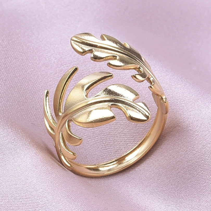 Feder-Ring für Damen Gold