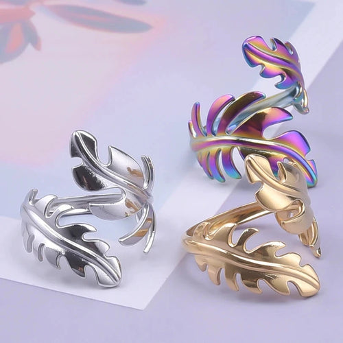 Feder-Ring für Damen Silber