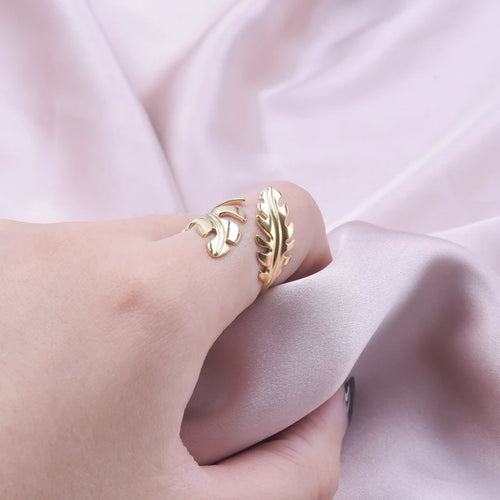 Feder-Ring für Damen Gold