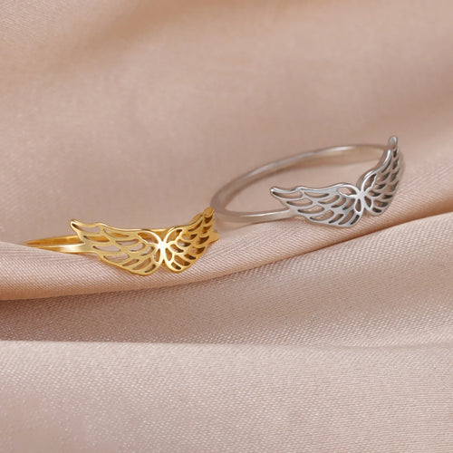 Frauenring mit Engelsflügeln, Gold