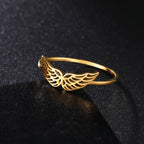 Frauenring mit Engelsflügeln, Gold