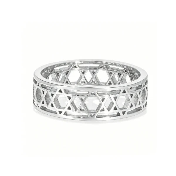Damenring mit symbolischen jüdischen <span data-glossary-id="etoiles-de-david">Davidsternen</span> aus Silber