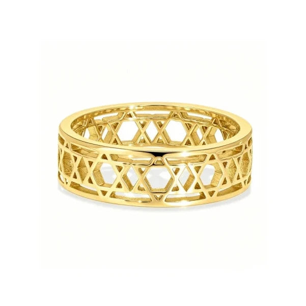 Damenring mit symbolischen jüdischen <span data-glossary-id="etoiles-de-david">Davidsternen</span> aus Gold