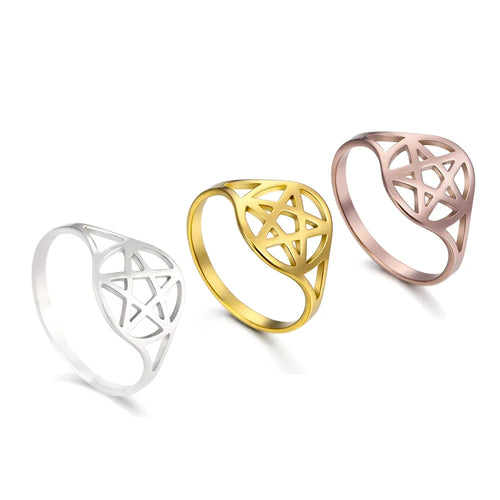 Hohle Damenring mit dem <span data-glossary-id="star-of-david">Davidstern</span>, jüdisches Symbol, Gold