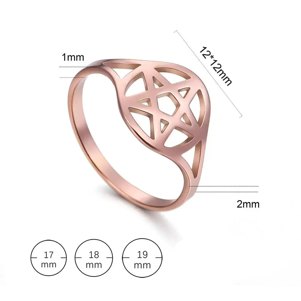 Hohle Damenring mit dem <span data-glossary-id="star-of-david">Davidstern</span>, jüdisches Symbol, Roségold