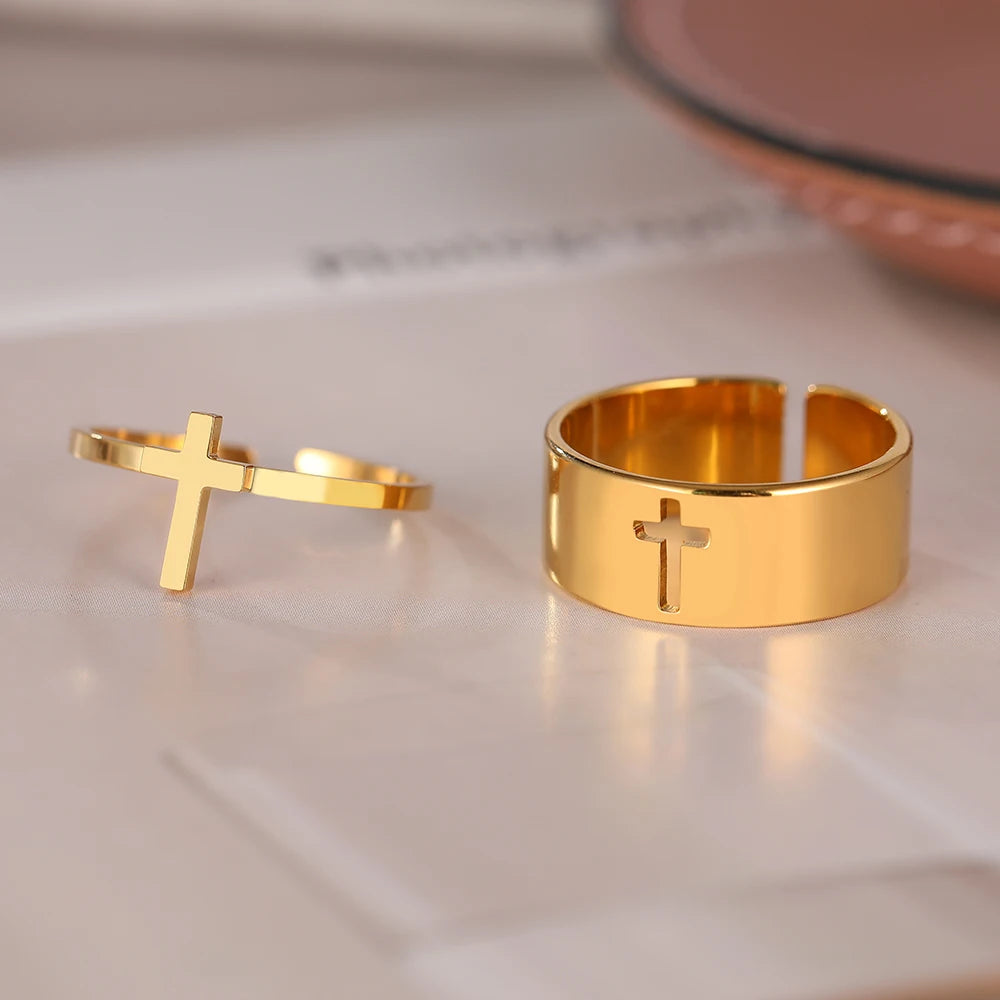 Ring für Damen Christliches Kreuz Gold