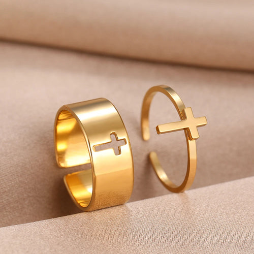 Ring für Damen Christliches Kreuz Gold