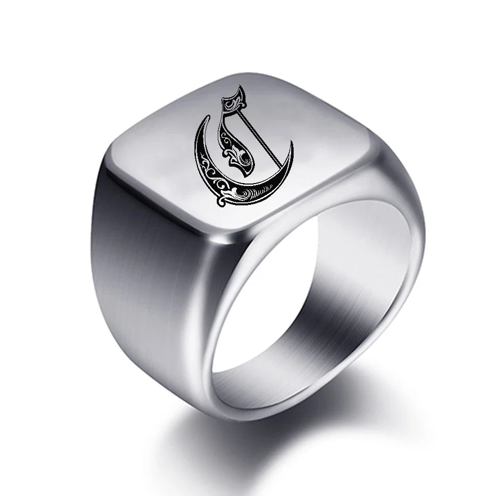 Breiter Herrenring mit Initiale c