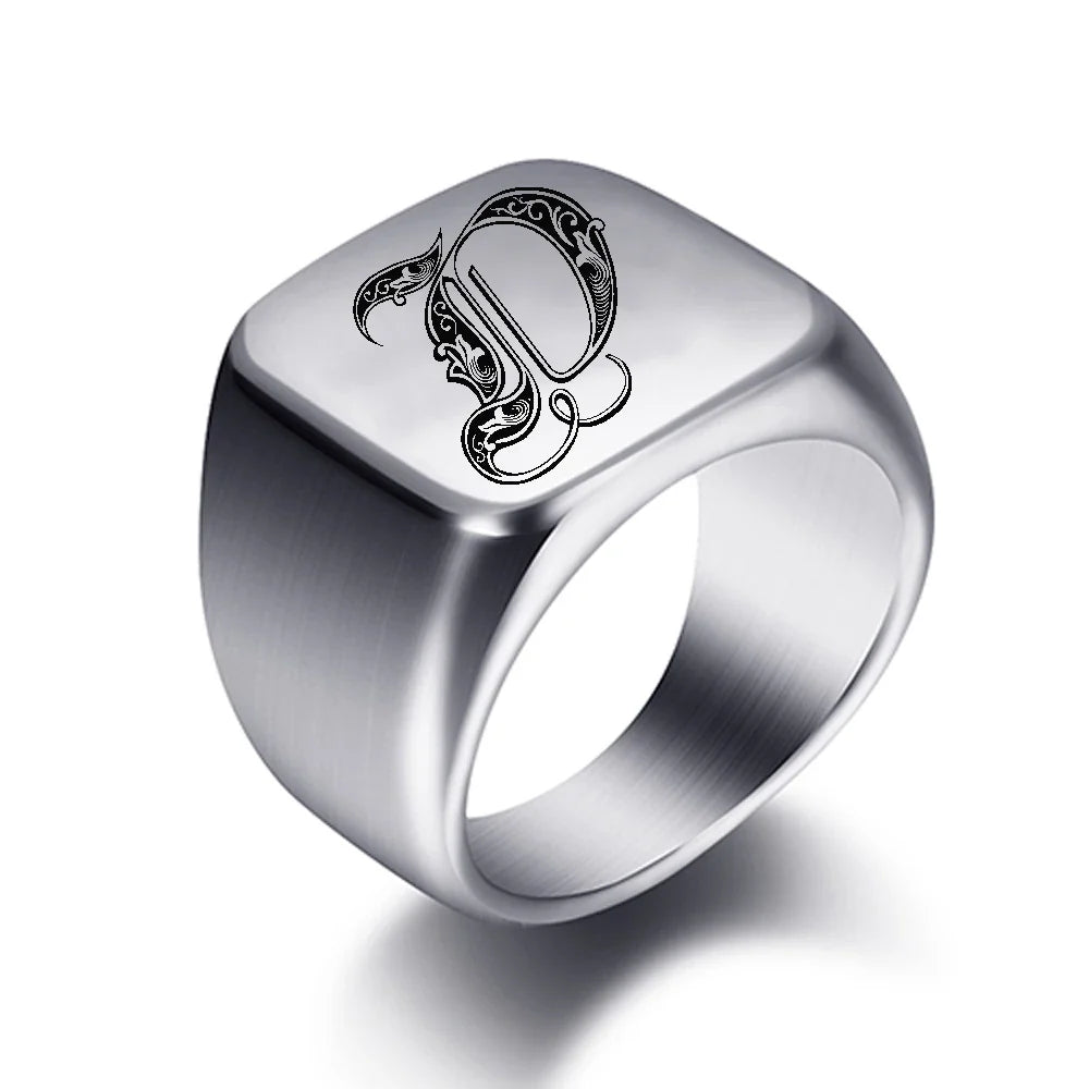 Breiter Herrenring mit Initiale d