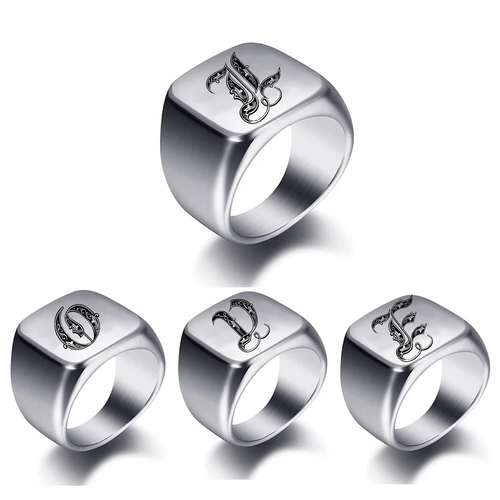 Breiter Herrenring mit Initiale e