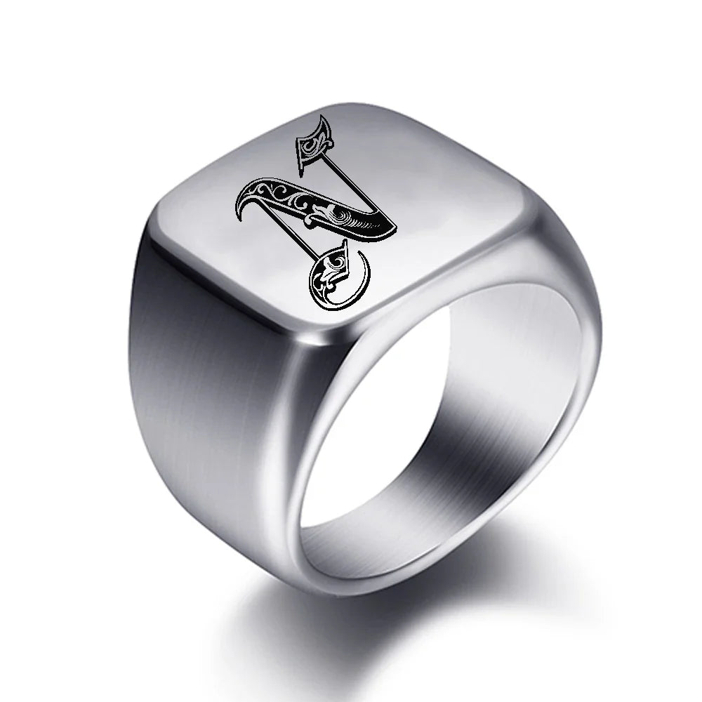 Breiter Herrenring mit Initiale n