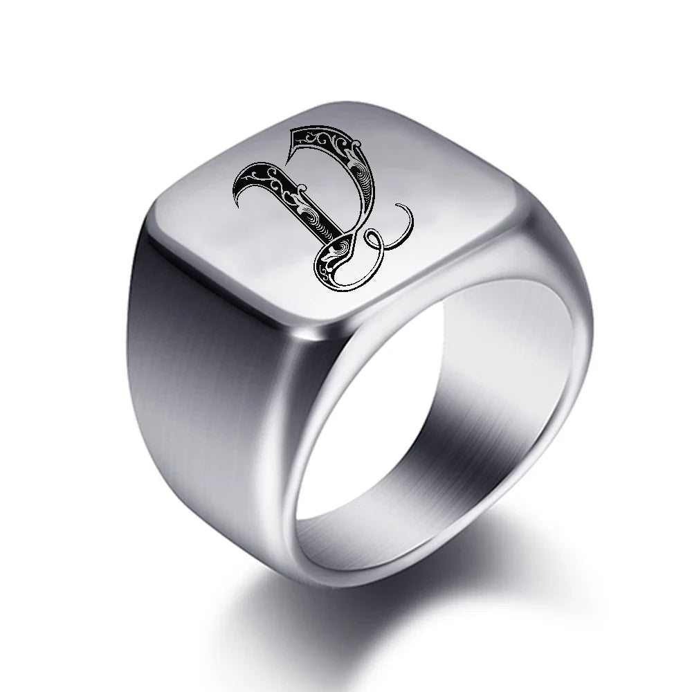 Breiter Herrenring mit Initiale y