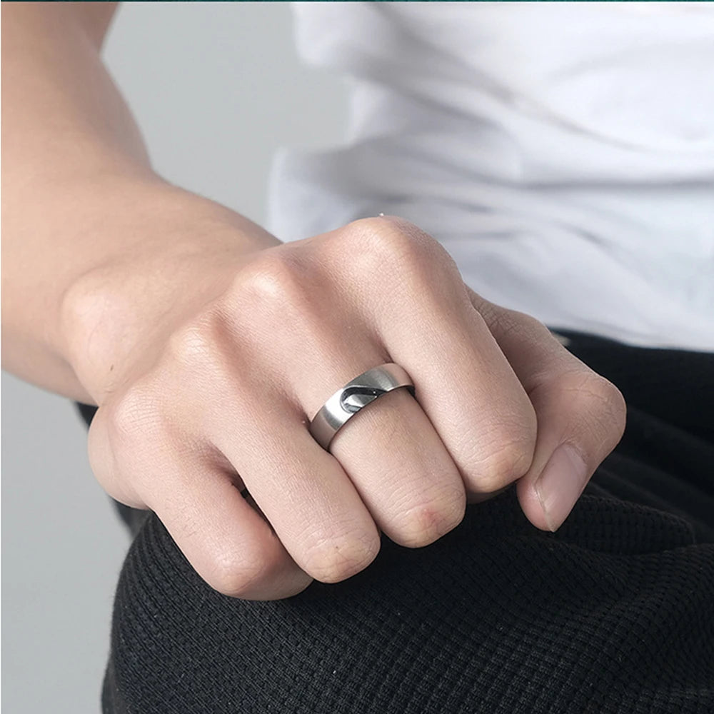 Beweis der Liebe Ring "Ich liebe dich" mit schwarzem Herz oder schwarzem Kristall