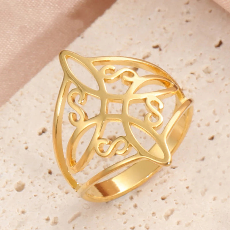 Schutzring Hexenknoten Ring für Herren und Damen Wicca Gold